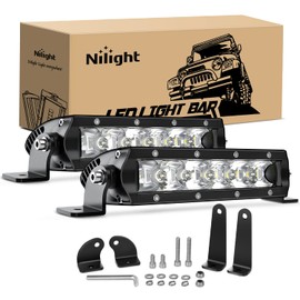 Nilight Led Pods Light Bar Super Slim 2Pcs 7 Inch 30W Spot Driving Fog 3600LM Off Road Lighting for Trucks Pickup SUV ATV UTV Boat 4x4 Van Camper - 2 Style Mounting