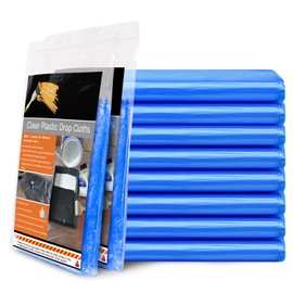 10 Piece Blue Painter Plastic Drop Cloths Sheet,Waterproof Anti-dust Furniture Cover,9x12 Feet Disposable Tarp for Painting for Couch Cover and Furniture Cover