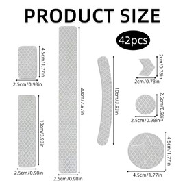 CHDZSW 42-Piece Bicycle Reflector Sticker Set, Bicycle Rims Stickers, Reflectors Bicycle Sticker with Various Shapes, High Visibility Safety Stickers, Night Riding, Wheels, Helmets, Bags