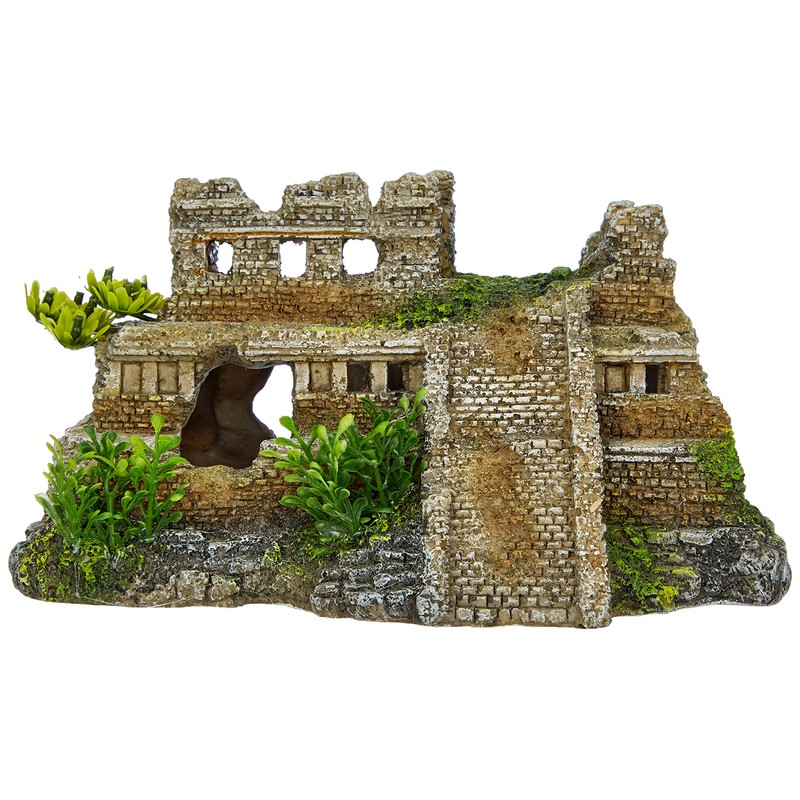Nobby Aqua Ornaments Maya Ruin with Plants, 21.7 x 14.7