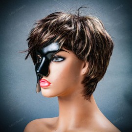 ILOVEMASKS Half Face Black Phantom of Opera Venetian Carnival Masquerade Ball Party Mask
