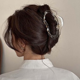 Sttiafay Large Claw Hair Clip Geometric Big Hair Claw White Plastic Hair Claw Barrettes Strong Hold Claw Clips Oversized Acrylic Claw Clips Thick Hair Barrette Headpiece