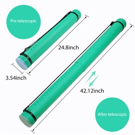 Document Storage Tube, DEWEL Plastic Expandable Carrying Case Store and Travel Documents Blueprints Artwork and More (Green-Medium Size)