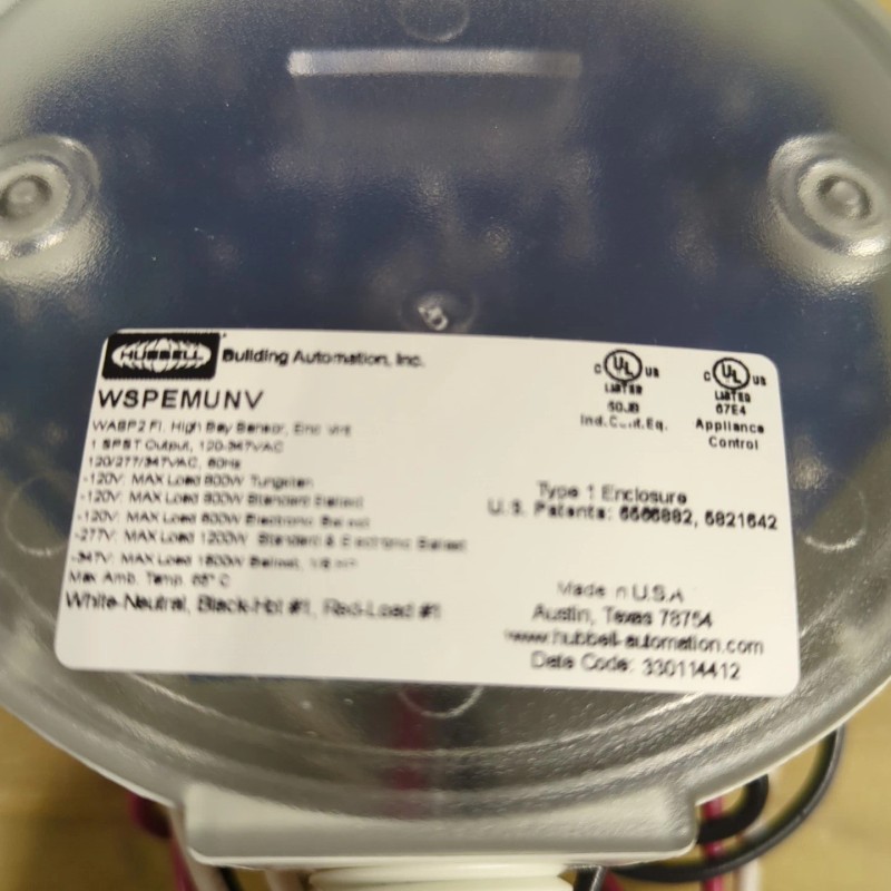 Hubbell WSPEM24V WASP Fixture Mount Low Voltage Occupancy Sensor T8
