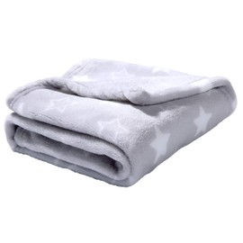 Adore Home Soft Fleece Baby Blanket Plush Flannel Newborn Moses Basket Pram Girl & Boy, Grey With Stars, 60x90cm
