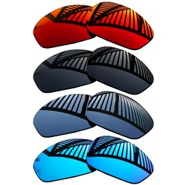 MYCOURAG 4 Pairs Replacement Lenses for Oakley Straight Jacket 2007 Sunglasses - Solid Black+Titanium+Ice Blue+Fire Red