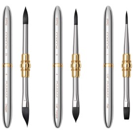 Fuumuui 3pcs Dual-Tip Travel Watercolor Brushes with 6 Versatile Tip Styles, Premium Synthetic Squirrel Hair Travel Paint Brush Set for Plein Air Painting - Watercolor Acrylic Gouache Ink