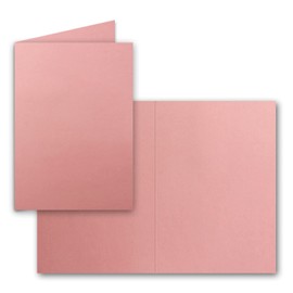 25 x Folding Cards DIN A6, Dusky Pink (Pink) - 10.5 x 14.8 cm - Blank Double Cards for Invitations, Greeting Cards