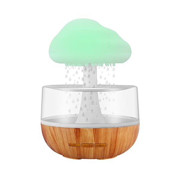 Weljoy Zen Raining Cloud Night Light Aromatherapy Essential Oil Diffuser Micro Humidifier Desk Fountain Bedside Sleeping Relaxing Mood Water Drop Sound (White)