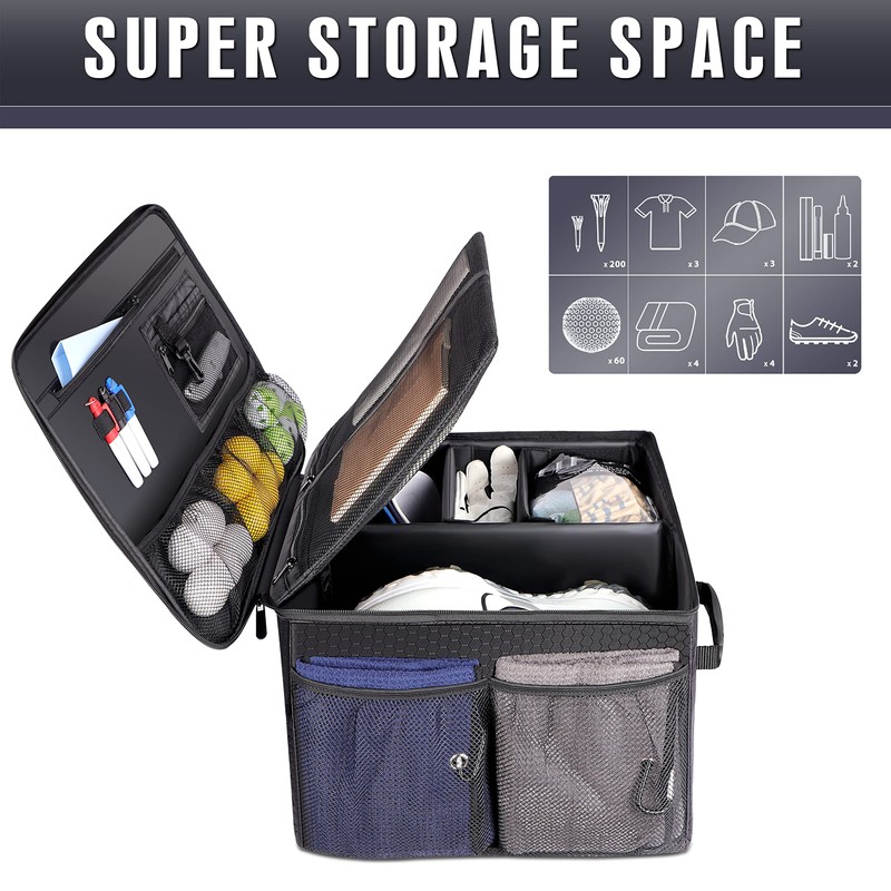 Champkey Golf Trunk Organizer Storage-Portable and Foldable Golf Travel Storage