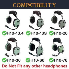 SOULWIT Replacement Earpads for David Clark H10-60/H10-20/H10-13.4/H10-76/H10-30/H10-13S Headsets, Ear Pads Cushions with Soft Protein Leather and High-Density Memory Foam - Black