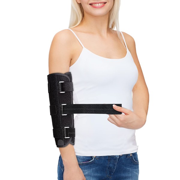 Elbow Splint Medical Support Splint for Cubital Tunnel Syndrome, Elbow Bandage Splint for Fix Elbow, Prevents Excessive Bending at Night, Fits Both Arms, Women and Men - M