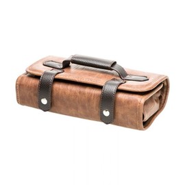 Head Jog Barbers Tool Roll Leather Effect Case Brown or Charcoal/ (Brown) 1 Count (Pack of 1) Brown