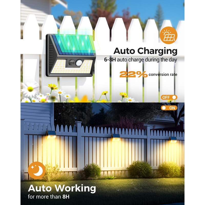 Vighep 12 Pack Solar Fence Lights, Motion Sensor Deck &