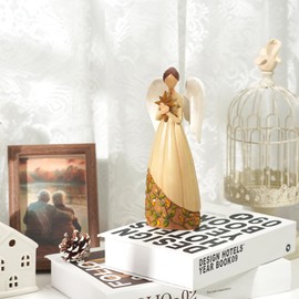 Angel Star Statue Decor Memory Healing Gift Figurines Collectible Guardian for Home Office Wedding Living Room Centerpiece Decoration Women Mom Grandma Friends (Star)