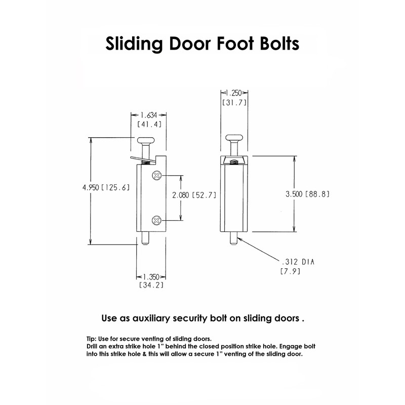 FPL Sliding Door Lock Security Foot Bolt in Antique Brass