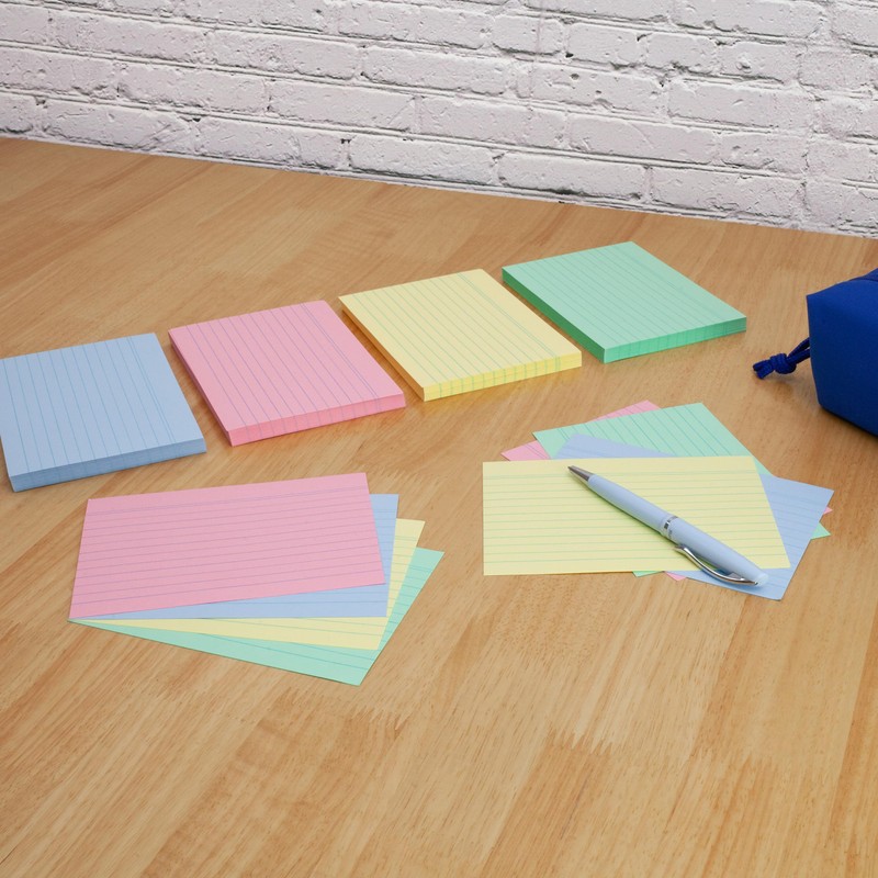 Herlitz A6 Flash Cards, Lined Revision Cards, Assorted Colours, Pack