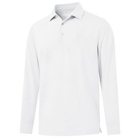 M MAELREG Mens Golf Shirts Dry Fit Performance Moisture Wicking Casual Heather Mens Polo Shirts Long Sleeve White