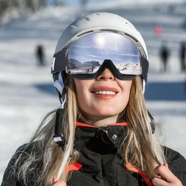 CARFIA Women's Ski Goggles for Glasses Wearers Pink Silver 100% UV400 Protection Snowboard Goggles OTG Anti-fog Ski Goggles