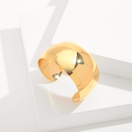 HUAYUNFANG Gold Chunky Cuff Bracelet for Women Polished Bold Statement Bangle Bracelet Adjustable Gold Cuff Bracelet Trendy Jewelry