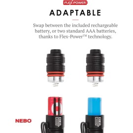 NEBO Rechargeable Pen Light Flashlight 360-Lumens Inspector 1 pack, Black