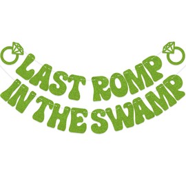 SJcysrilla Last Romp in the Swamp Green Glitter Banner Wedding Party Decorations Bridal Shower Engagement Party Decor Sign Straight Banner