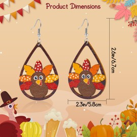 Thanksgiving Turkey Earrings for Women Antumn Fall Maple Leaf Dangle Earrings (Turkey)