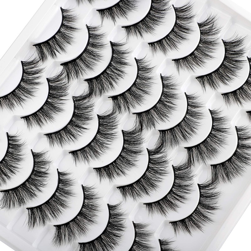 JIMIRE 16 Pairs Cat Eye False Eyelashes Fluffy Natural Fake