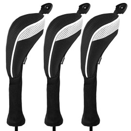 Andux 3 Pack Long Neck Golf Hybrid Club Head Covers Dial No. Tag CTMT-01 Black/White