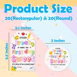 A Little Treat to Make The First Day Sweet Back to School Stickers-First Day to School Gifts-40PCS Teacher Reward Labels-Classroom Party for Teens Students Decors & Supplies-A02