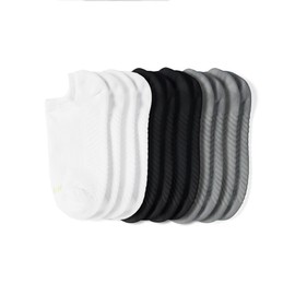 HUE Women's Massaging Liner Sock 6-Pack, Multi-Black/White/Heather Grey, One Size