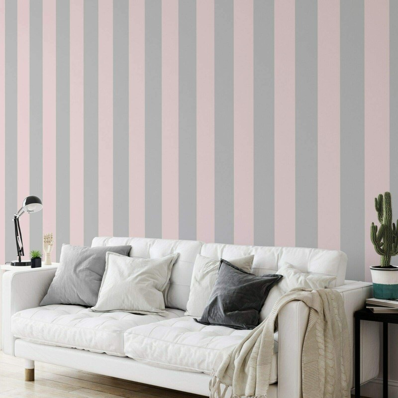 Stripes Wallpaper (Pink, Silver)