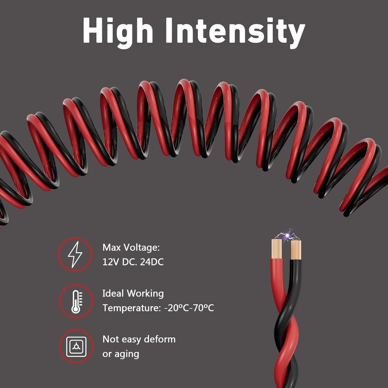 HiFind 14/2 Gauge 30 FT Red Black Hookup Electrical Wire