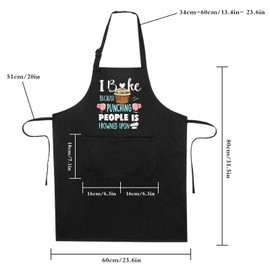 Gaosaili Funny Apron for Women Cooking Apron with Pockets Adjustable Kitchen Baking Cotton Apron BBQ Chef Bib Aprons Birthday Thanksgiving Gift for Wife Girlfriend Boyfriend Mom Grandma-I Bake Because