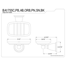 Kingston Brass BA1755SN Heritage Soap Dish, 5-1/2-Inch, Brushed Nickel
