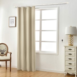 Blackout Curtain with Ruffle Tape, Pack of 1, Lightweight Thermal Curtain, Opaque Blackout Curtain in Sand, 135 x 225 cm, Thermal Curtain for Bedroom, Opaque