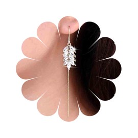 Inateannal Vintage Crystal Leaf Drop Earrings Long Threader Chain Earrings Gold CZ Leaf Dangle Earrings Tassel Bar Threader Earrings Jewellery for Women and Girls, Zinc