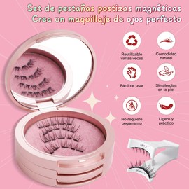Kit de Pestañas Postizas Magnéticas,Incluye Aplicador y Caja de Almacenamiento,Aspecto Natural,No Necesitan Pegamento,Reutilizables,Varios Estilos (6 pares)