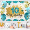 NC Teal Gold Happy 10th Birthday Backdrop Banner Decorations 10