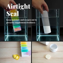 Ankomn Travel Pill Organizer: 1-7 Day Pill Box with Quick-Release Thread for Supplement, Vitamin organizes. Modular Design fits Daily or Weekly use, Perfectly Sized Pill Holder on The go