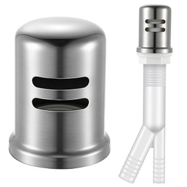 Enhon Dishwasher Air Gap Kit, with Skirted Brass Air Gap Cover and Matching Escutcheon, Air Gap Dishwasher Replacement for Kitchen Sink(Stainless Steel,1 Set)