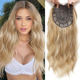 Hair Toppers for Women 20" Wavy Hair Toppers 7"x7" Base Hair Topper with Bangs Fake Hair Toppers for Women with Thinning Hair to Add Hair Volume Toppers Hair Pieces for women with Thinning Hair