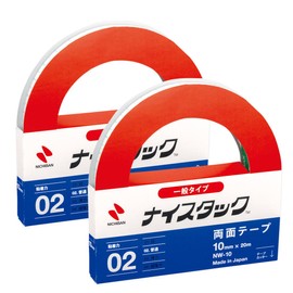 Nichiban Double-Sided Tape, Nysta-Tac General Type, Set of 2 Rolls, 0.4 inches (10 mm) x 65.6 ft (20 m) NW-10AZ2P