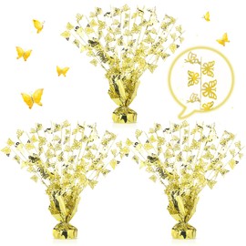 3 Pcs Gold Butterfly Table Decorations Golden Butterfly Centerpiece Metallic Gleam Butterfly Table Toppers Butterfly Party Decoration Foil Spray Centerpieces for Gold Party Birthday Party Decor