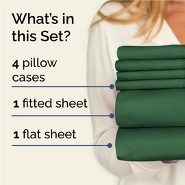 Full 6 Piece Sheet Set - Comfy Breathable & Cooling - Ultra Soft Hotel Luxury Bedding Set w/ 8-16 Inch Deep Pockets - 1 Flat & 1 Fitted Sheet & 4 Pillowcases - Cozy, Wrinkle Free & Easy Care - Emerald