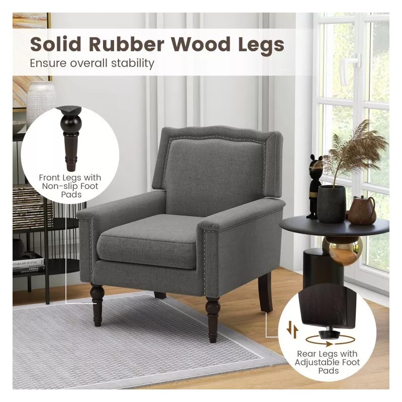 COSTWAY Modern Armchair Upholstered Living Room Chair w/Ergonomic Backrest and