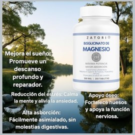 Zatori | Bisglicinato de Magnesio 500 mg | Alta absorción | 200 tabletas