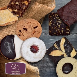 Dulcet Gift Baskets Sympathy & “Thinking Of You” Tin Box- Delicious Gourmet Confection Gift Set - Freshly Baked Chocolate Chip Cookies, Fudge Brownies, Linzer, Chinese Holiday Candy, Rugelah.