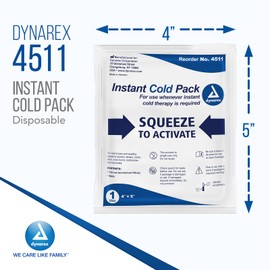 Dynarex Disposable Ice Packs for Injuries - Instant Cold Packs for First Aid, Swelling, Sprains & Abrasions - Single Use Cold Pack & Cold Compress Packs for Joint & Muscle Pain - 24-Pack, 4x5-Inch