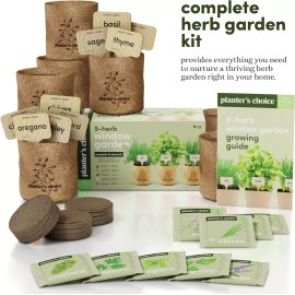 Planters' Choice 9 Herb Window Garden - Indoor Herb Growing Kit - Kitchen Windowsill Starter Kit